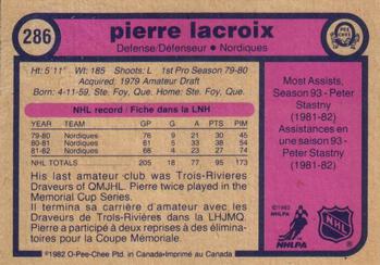 1982-83 O-Pee-Chee #286 Pierre Lacroix Back