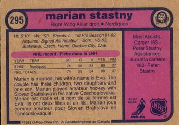 1982-83 O-Pee-Chee #295 Marian Stastny Back