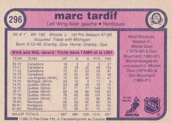 1982-83 O-Pee-Chee #296 Marc Tardif Back