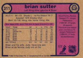 1982-83 O-Pee-Chee #311 Brian Sutter Back