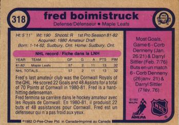 1982-83 O-Pee-Chee #318 Fred Boimistruck Back