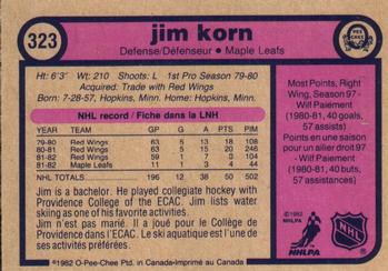 1982-83 O-Pee-Chee #323 Jim Korn Back