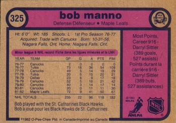 1982-83 O-Pee-Chee #325 Bob Manno Back