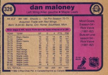 1982-83 O-Pee-Chee #326 Dan Maloney Back