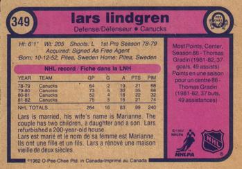 1982-83 O-Pee-Chee #349 Lars Lindgren Back