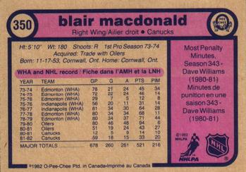 1982-83 O-Pee-Chee #350 Blair MacDonald Back