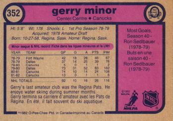 1982-83 O-Pee-Chee #352 Gerry Minor Back