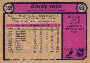 1982-83 O-Pee-Chee #355 Darcy Rota Back