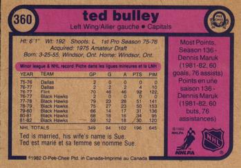 1982-83 O-Pee-Chee #360 Ted Bulley Back