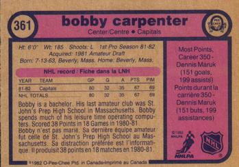 1982-83 O-Pee-Chee #361 Bob Carpenter Back