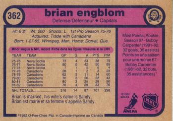 1982-83 O-Pee-Chee #362 Brian Engblom Back