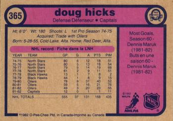 1982-83 O-Pee-Chee #365 Doug Hicks Back
