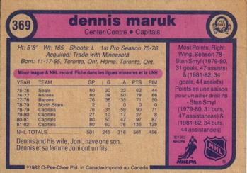 1982-83 O-Pee-Chee #369 Dennis Maruk Back