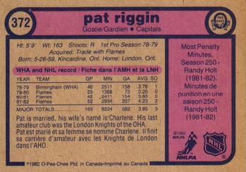 1982-83 O-Pee-Chee #372 Pat Riggin Back