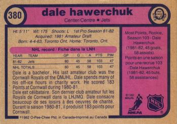 1982-83 O-Pee-Chee #380 Dale Hawerchuk Back