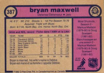 1982-83 O-Pee-Chee #387 Bryan Maxwell Back