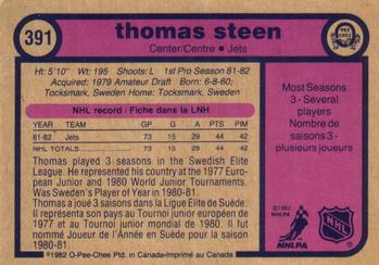 1982-83 O-Pee-Chee #391 Thomas Steen Back