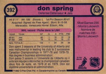 1982-83 O-Pee-Chee #392 Don Spring Back