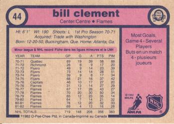 1982-83 O-Pee-Chee #44 Bill Clement Back