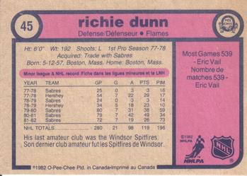 1982-83 O-Pee-Chee #45 Richie Dunn Back