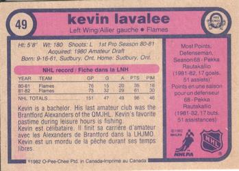 1982-83 O-Pee-Chee #49 Kevin LaVallee Back