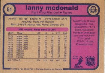 1982-83 O-Pee-Chee #51 Lanny McDonald Back