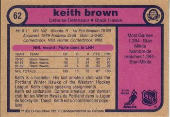 1982-83 O-Pee-Chee #62 Keith Brown Back