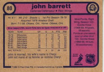 1982-83 O-Pee-Chee #80 John Barrett Back