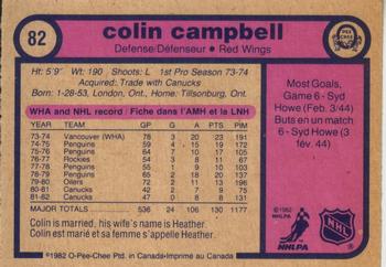 1982-83 O-Pee-Chee #82 Colin Campbell Back