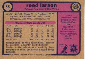 1982-83 O-Pee-Chee #88 Reed Larson Back