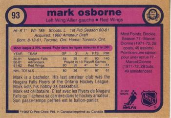 1982-83 O-Pee-Chee #93 Mark Osborne Back