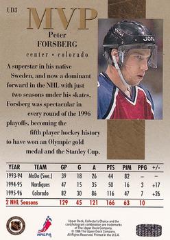 1996-97 Collector's Choice - Upper Deck MVP Gold #UD3 Peter Forsberg Back