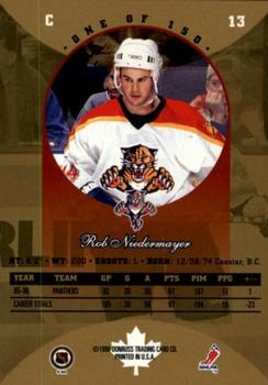 1996-97 Donruss Canadian Ice - Canadian Gold Press Proofs #13 Rob Niedermayer Back