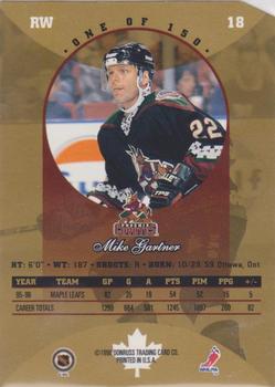 1996-97 Donruss Canadian Ice - Canadian Gold Press Proofs #18 Mike Gartner Back