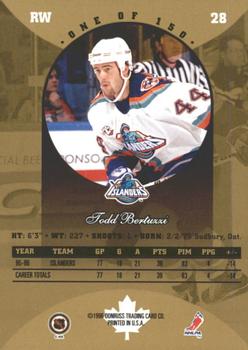 1996-97 Donruss Canadian Ice - Canadian Gold Press Proofs #28 Todd Bertuzzi Back