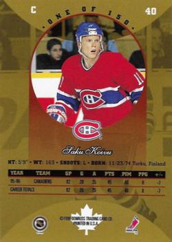 1996-97 Donruss Canadian Ice - Canadian Gold Press Proofs #40 Saku Koivu Back