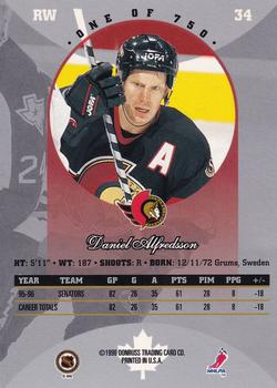1996-97 Donruss Canadian Ice - Canadian Red Press Proofs #34 Daniel Alfredsson Back