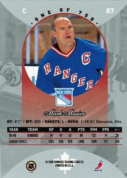 1996-97 Donruss Canadian Ice - Canadian Red Press Proofs #87 Mark Messier Back