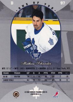 1996-97 Donruss Canadian Ice - Canadian Red Press Proofs #97 Mathieu Schneider Back