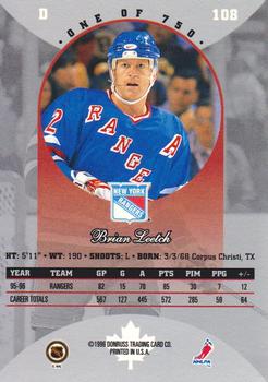 1996-97 Donruss Canadian Ice - Canadian Red Press Proofs #108 Brian Leetch Back