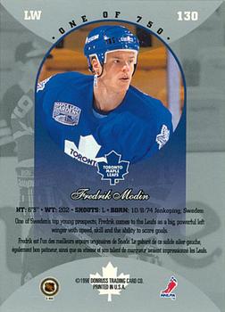 1996-97 Donruss Canadian Ice - Canadian Red Press Proofs #130 Fredrik Modin Back