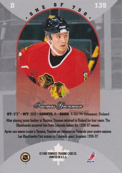 1996-97 Donruss Canadian Ice - Canadian Red Press Proofs #139 Tuomas Gronman Back
