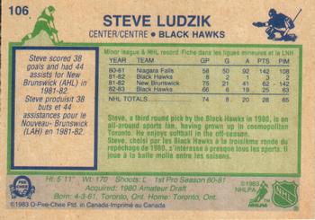 1983-84 O-Pee-Chee #106 Steve Ludzik Back