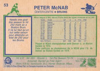1983-84 O-Pee-Chee #53 Peter McNab Back