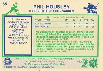 1983-84 O-Pee-Chee #65 Phil Housley Back