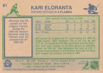 1983-84 O-Pee-Chee #81 Kari Eloranta Back
