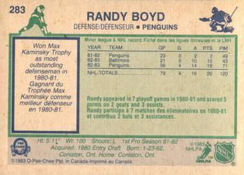 1983-84 O-Pee-Chee #283 Randy Boyd Back