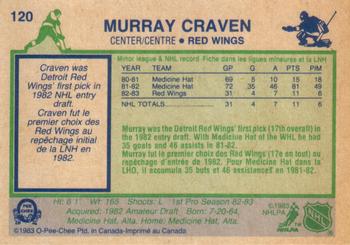 1983-84 O-Pee-Chee #120 Murray Craven Back