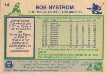 1983-84 O-Pee-Chee #14 Bob Nystrom Back