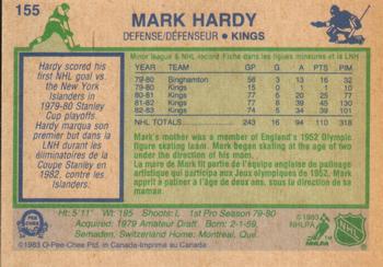 1983-84 O-Pee-Chee #155 Mark Hardy Back